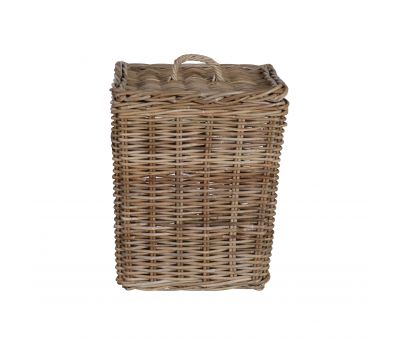 Square rattan laundry basket with lid