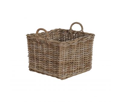 Square rattan storage basket with handles