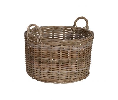 Round kubu weave basket with handles