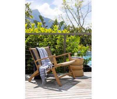 teak and rope outdoor lounge chair 