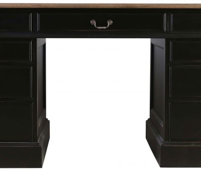 Block & Chisel antique weathered oak pedestal desk with matt black finish