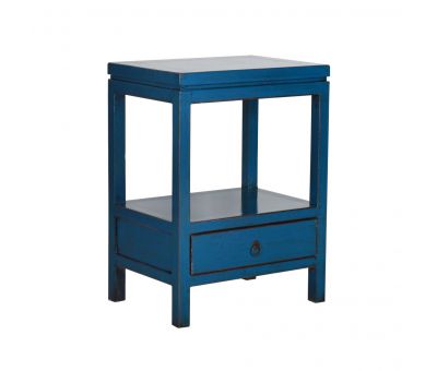 Indochine bedside table with one drawer and open shelf