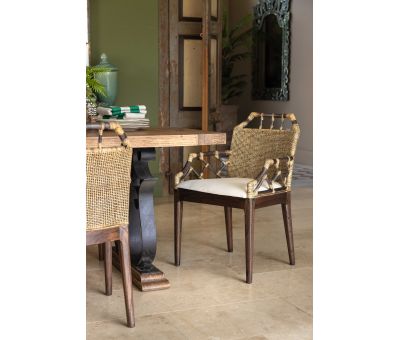 Rattan armchair with seat cushion 