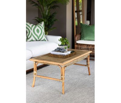 Cane and rattan coffee table