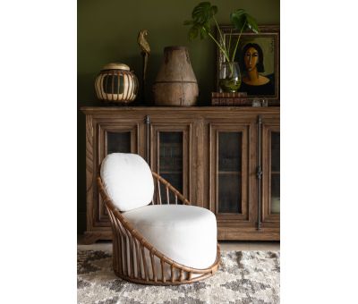 Cane and rattan lounge chair 