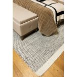 Block & Chisel white/black wool rug with white trim