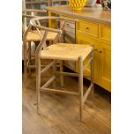 wishbone counter stool with woven seat 