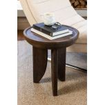 round wooden side table with 3 legs