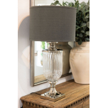 Block & Chisel lamp base with grey linen shade