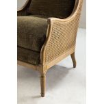 French style wingback chair with rattan detail 