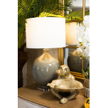 Block & Chisel table lamp with grey glass base