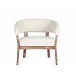 cream upholstered chair with light wooden frame