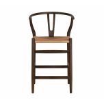 wishbone counter stool with woven seat 