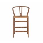 wishbone counter stool with woven seat 