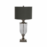 Block & Chisel lamp base with grey linen shade