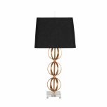 Block & Chisel iron and crystal lamp with black linen shade