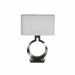 metal chrome base lamp with white shade