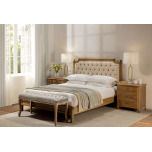 French style bed upholstered in linen King and queen