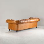 Block and chisel leather chesterfield sofa