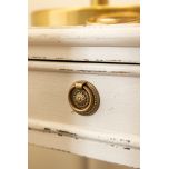 Block and chisel french style bedside table with shelf 