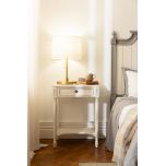 Block and chisel french style bedside table with shelf 