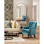 Armchair with deep buttoned detail and queen anne legs