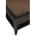 black frame coffee table with rattan inlay and bottom shelf 