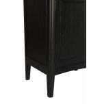 Black sideboard with doors and drawers, rattan inlay on top 