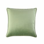 Green velvet cushion with piping 