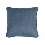 Plain blue scatter cushion with piping