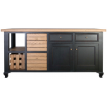  Block & Chisel Kitchen Island in Matt Black Lacquer and Weathered Oak 