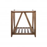 Block & Chisel square solid antique weathered oak side table with a glass top