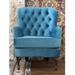 Armchair with deep buttoned detail and queen anne legs