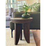 round wooden side table with 3 legs