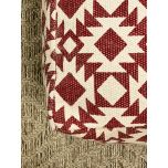 red and white square pouffe 