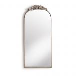 silver framed mirror with ornate top