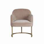 modern armchair in stone with brushed bronze metal base 