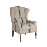 upholstered wingback with turned wooden legs