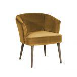 Old gold velvet tub chair with oak legs