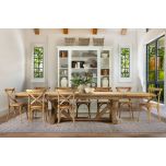 Block and chisel Wooden extension dining table with cross leg detail