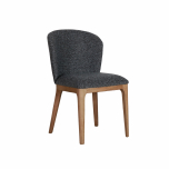 Modern dining chair upholstered in boucle charcoal fabric 