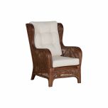 Cane and rattan wingback chair with footstool 