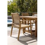 Outdoor chair teak frame with synthetic weave