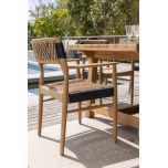 teak and rope outdoor dining armchair 