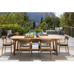 teak and rope outdoor dining armchair 