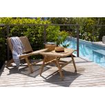 teak and rope outdoor bench 