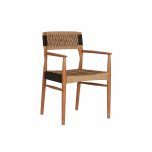 teak and rope outdoor dining armchair 