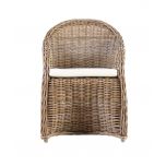 Block & chisel kubu rattan armchair with white seat cushion