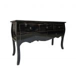 Block and chisel lacquered console table with drawers
