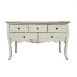 Block and chisel lacquered console table with drawers